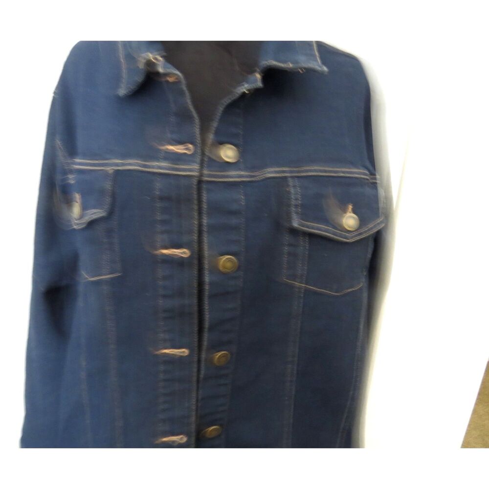 Woman Within Plus Size Long Stretch Denim Jacket Oversized Blue 18W NWOT - Picture 7 of 10